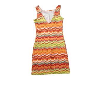 Body Central medium orange multi colored sleeveless zig zag mini dress